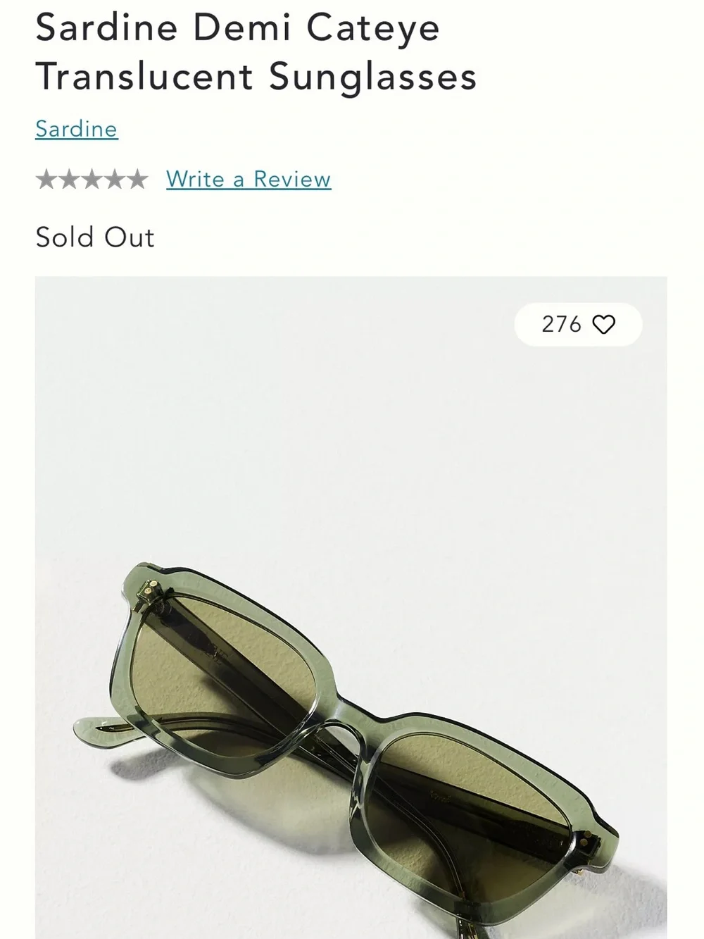 Translucent Cateye Sunglasses — Olive Green